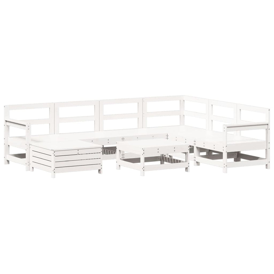 8-delige Loungeset massief grenenhout wit