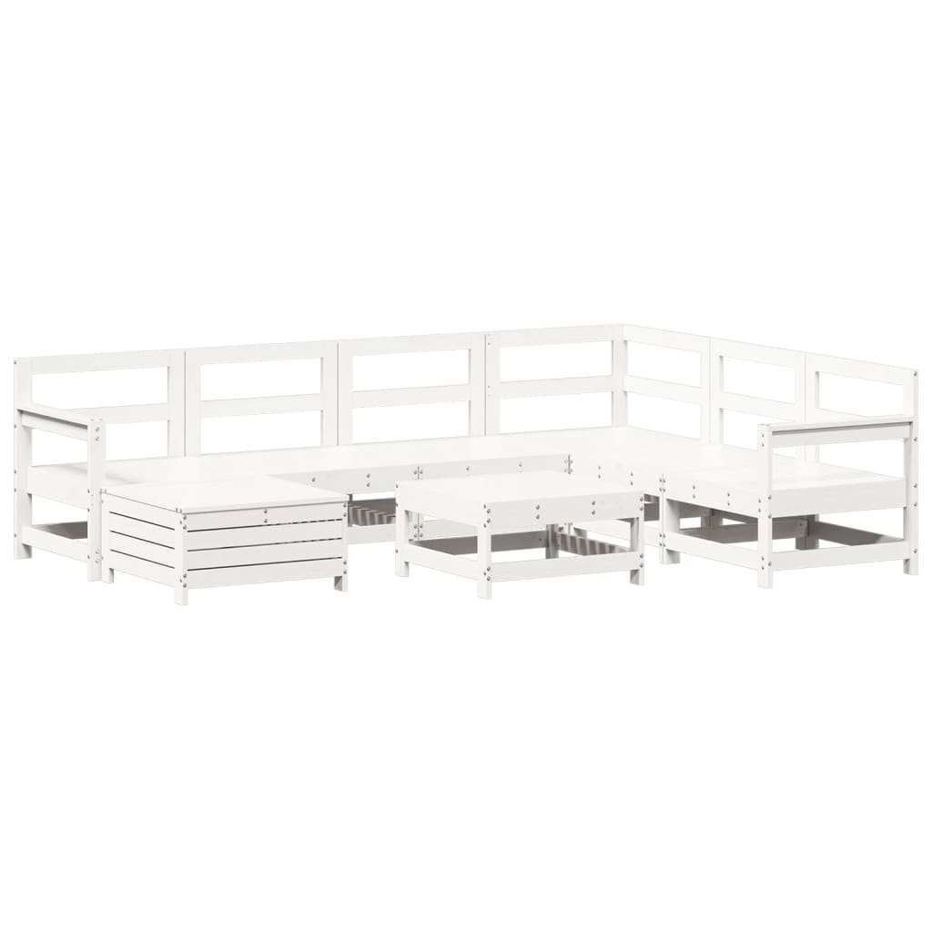 8-delige Loungeset massief grenenhout wit