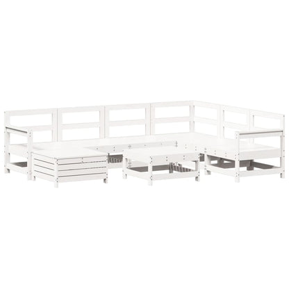 8-delige Loungeset massief grenenhout wit