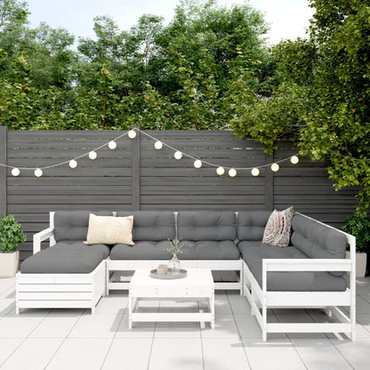8-delige Loungeset massief grenenhout wit