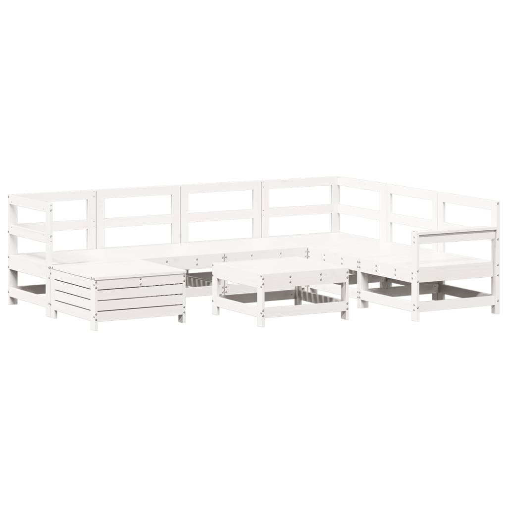 8-delige Loungeset massief grenenhout wit