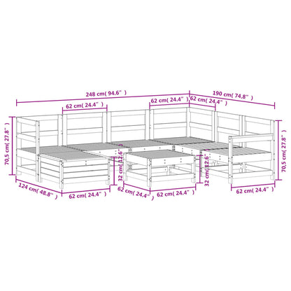 8-delige Loungeset massief grenenhout wit