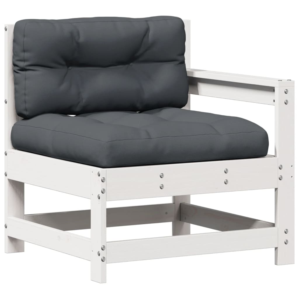 8-Delige Loungeset Met Kussens Massief Grenenhout Wit Wit grenenhout