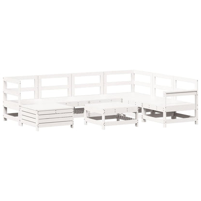 8-delige Loungeset massief grenenhout wit
