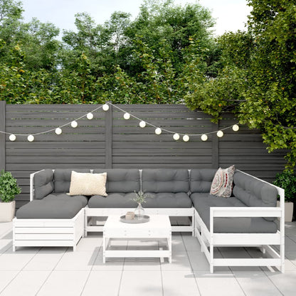 8-delige Loungeset massief grenenhout wit