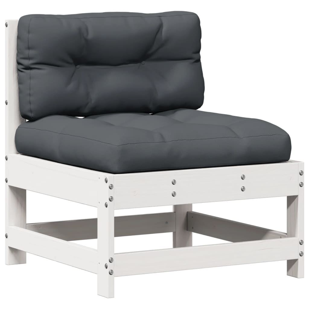 8-Delige Loungeset Met Kussens Massief Grenenhout Wit