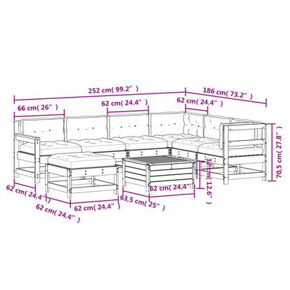 8-Delige Loungeset Met Kussens Massief Grenenhout Wit