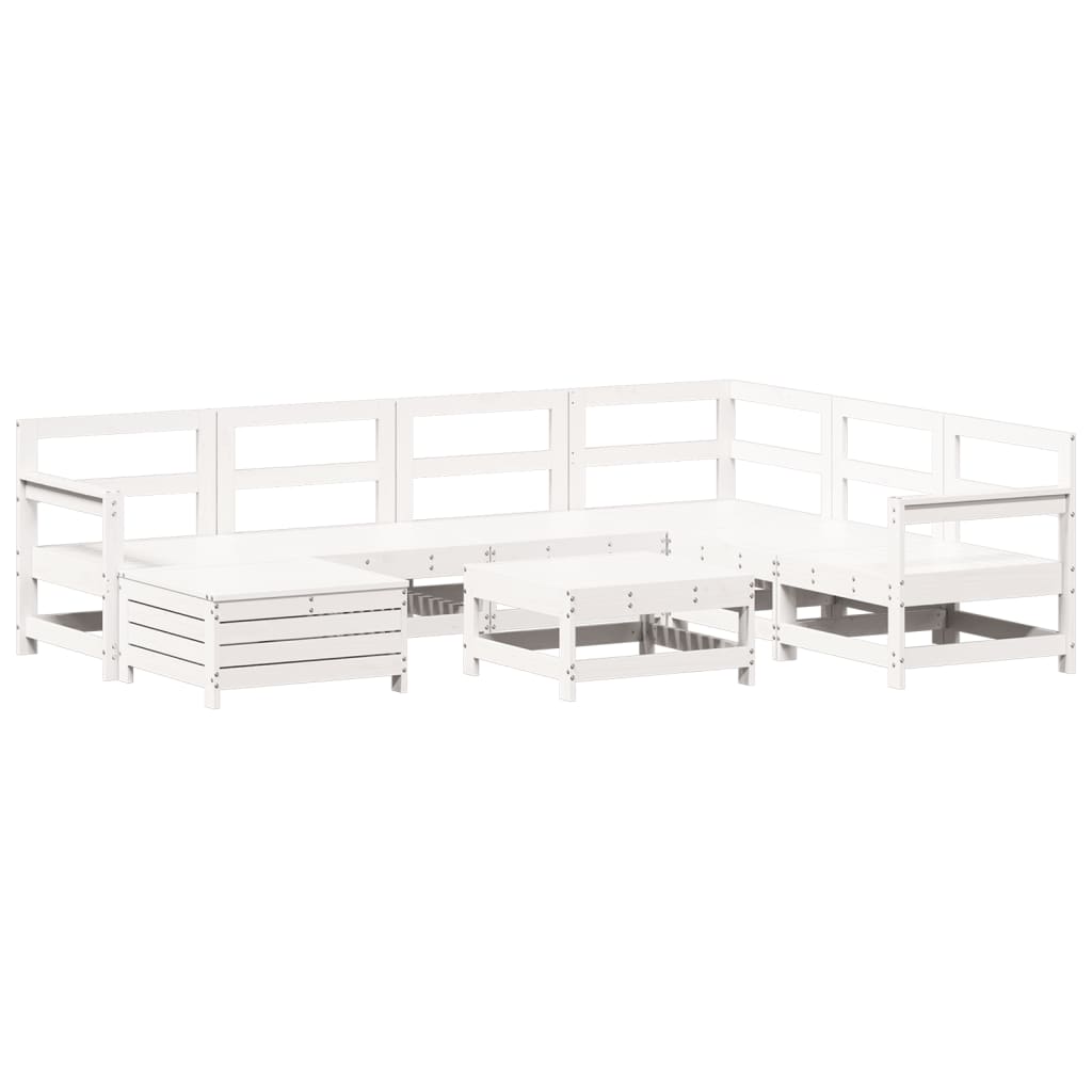 8-delige Loungeset massief grenenhout wit