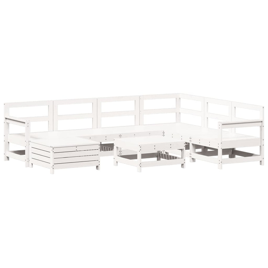 8-delige Loungeset massief grenenhout wit