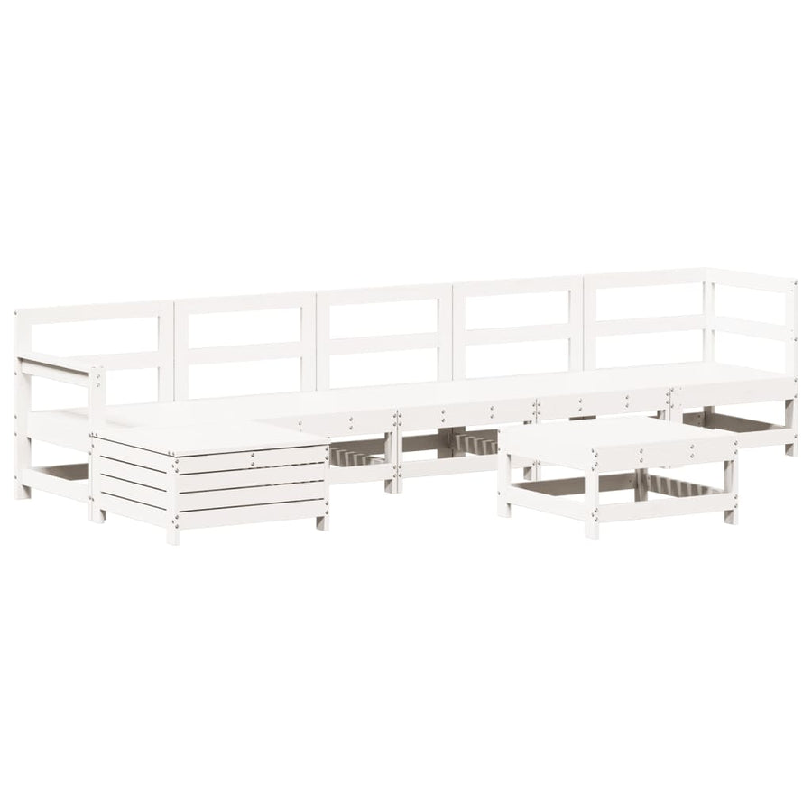 7-delige Loungeset massief grenenhout wit