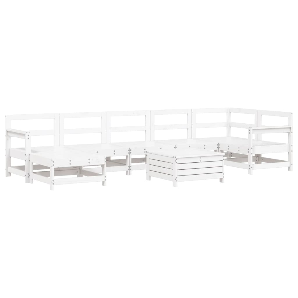 8-delige Loungeset massief grenenhout wit