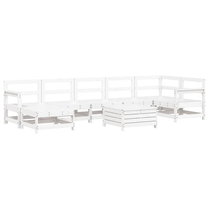 8-delige Loungeset massief grenenhout wit