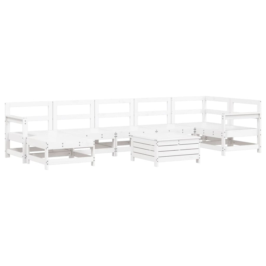 8-delige Loungeset massief grenenhout wit