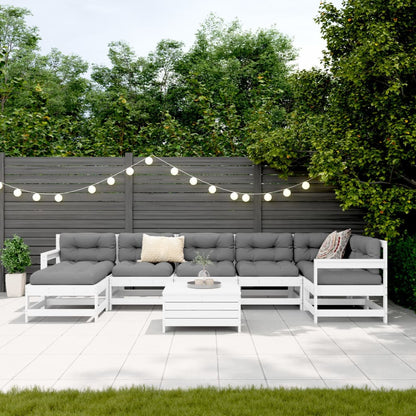 8-delige Loungeset massief grenenhout wit