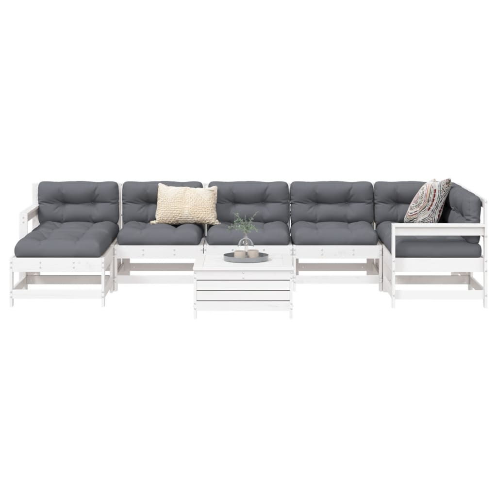 8-delige Loungeset massief grenenhout wit
