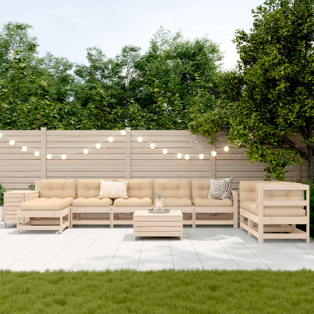 10-delige Loungeset massief grenenhout