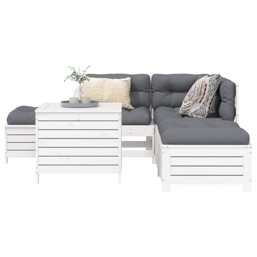 6-delige Loungeset massief grenenhout wit