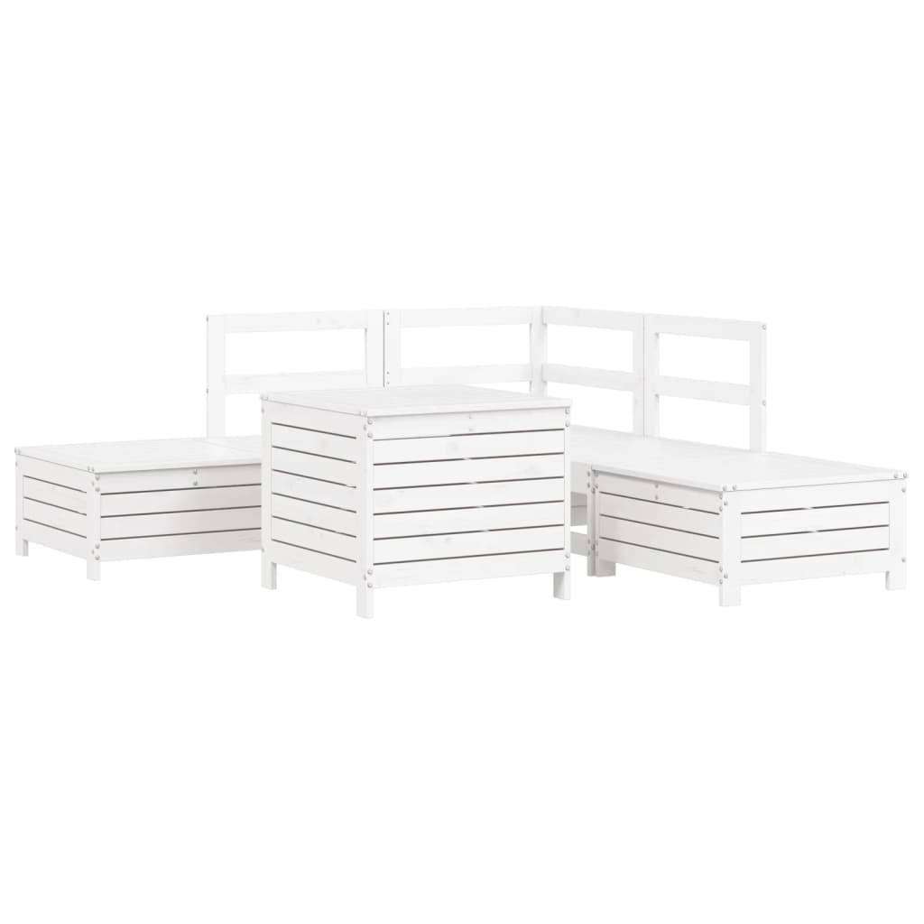 6-delige Loungeset massief grenenhout wit