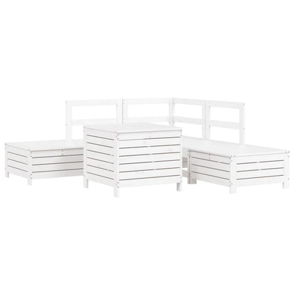 6-delige Loungeset massief grenenhout wit