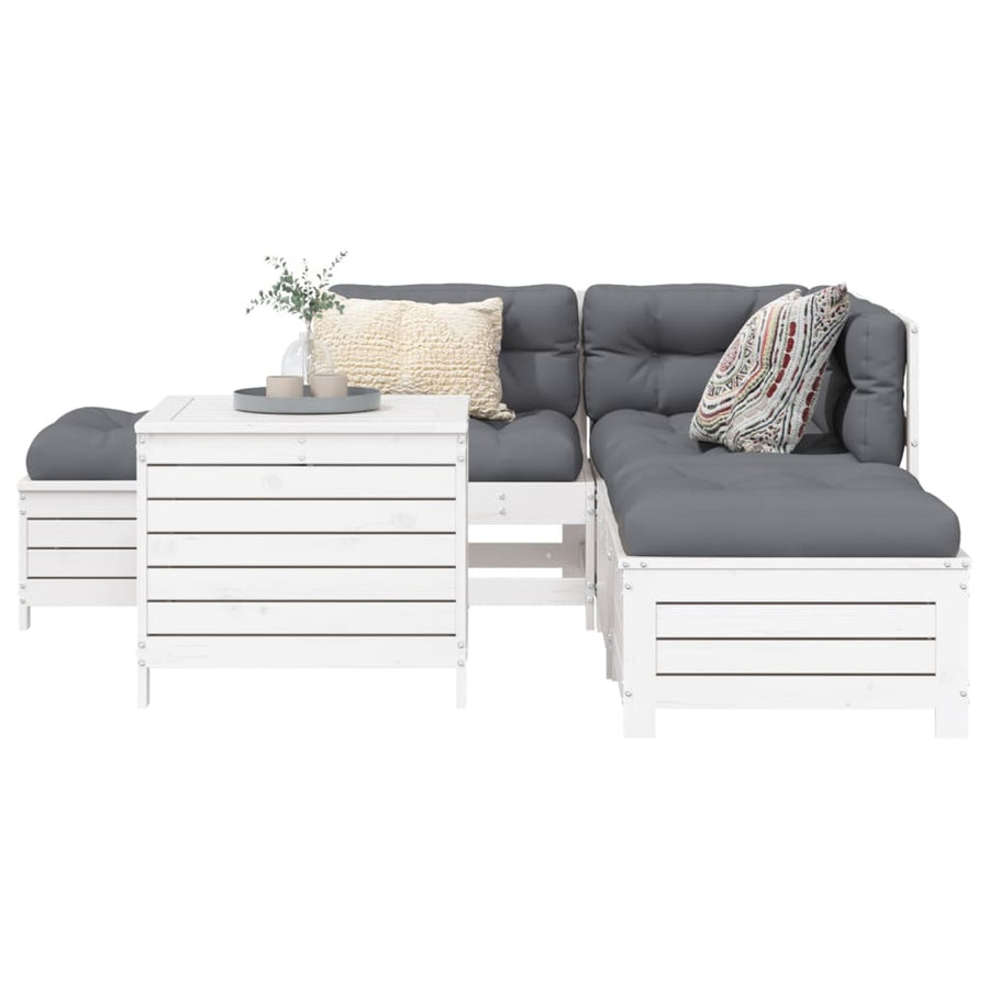 6-delige Loungeset massief grenenhout wit