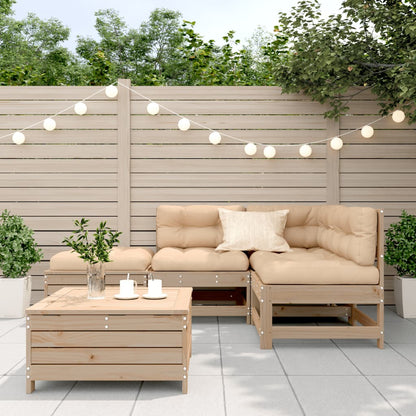 5-Delige Loungeset Met Kussens Massief Grenenhout