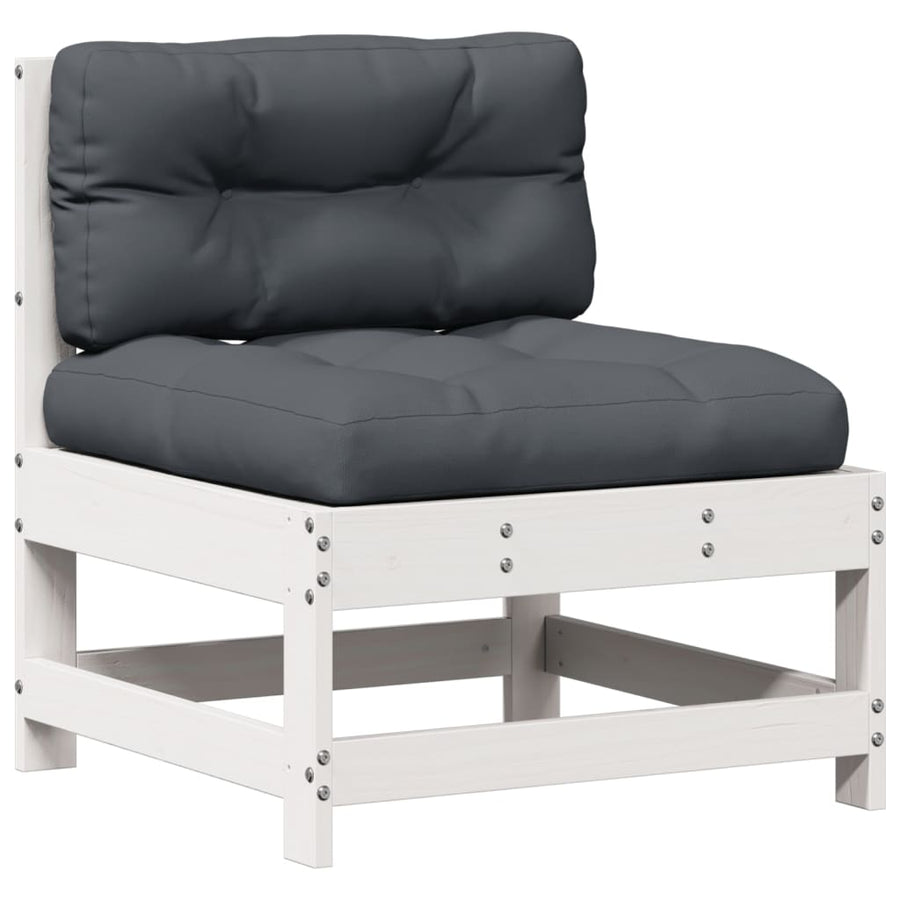 5-Delige Loungeset Met Kussens Massief Grenenhout Wit Wit grenenhout