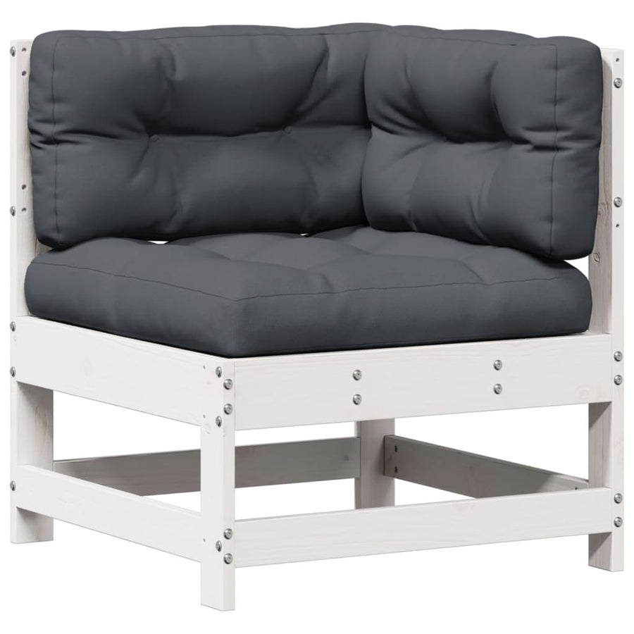 5-Delige Loungeset Met Kussens Massief Grenenhout Wit Wit grenenhout