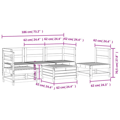 6-delige Loungeset massief grenenhout