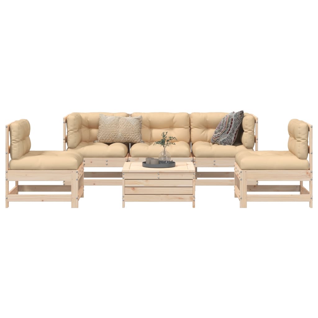 6-delige Loungeset massief grenenhout