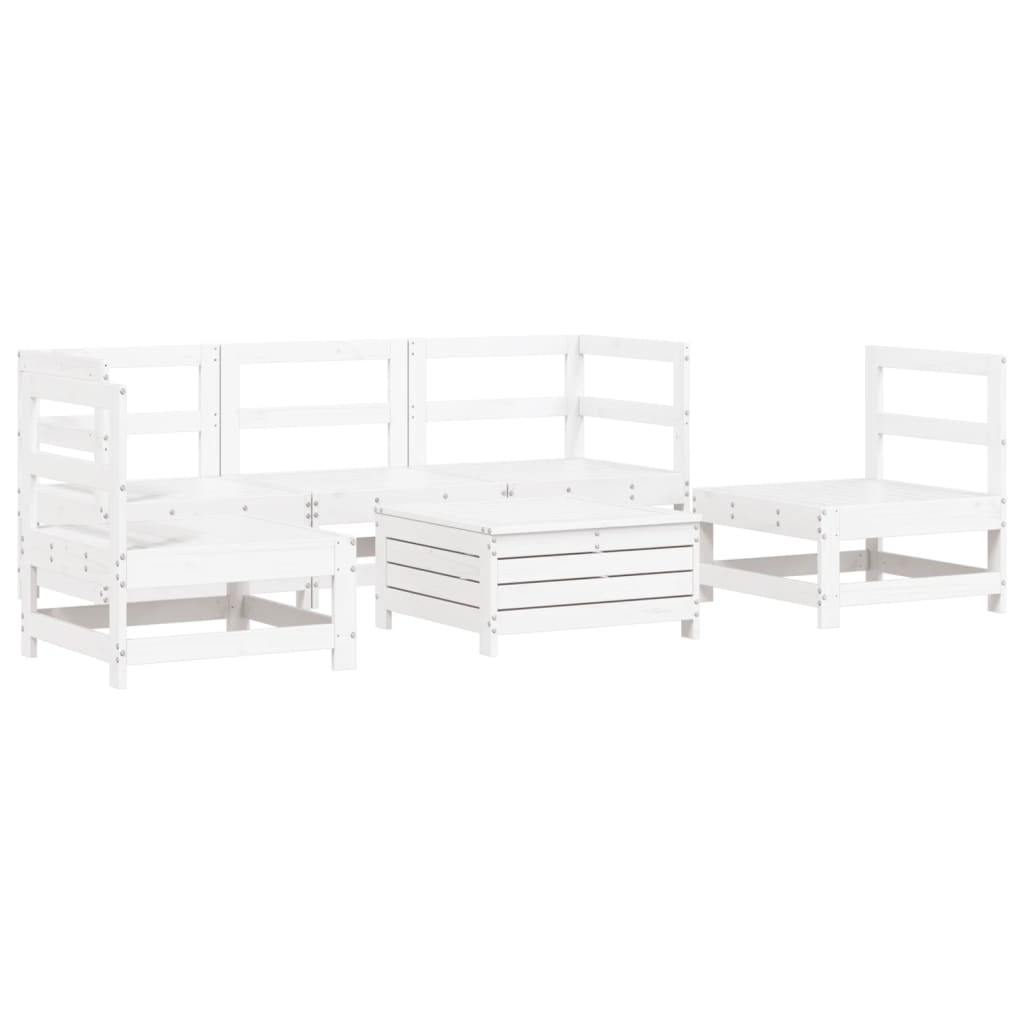 6-delige Loungeset massief grenenhout wit
