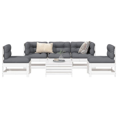 6-delige Loungeset massief grenenhout wit