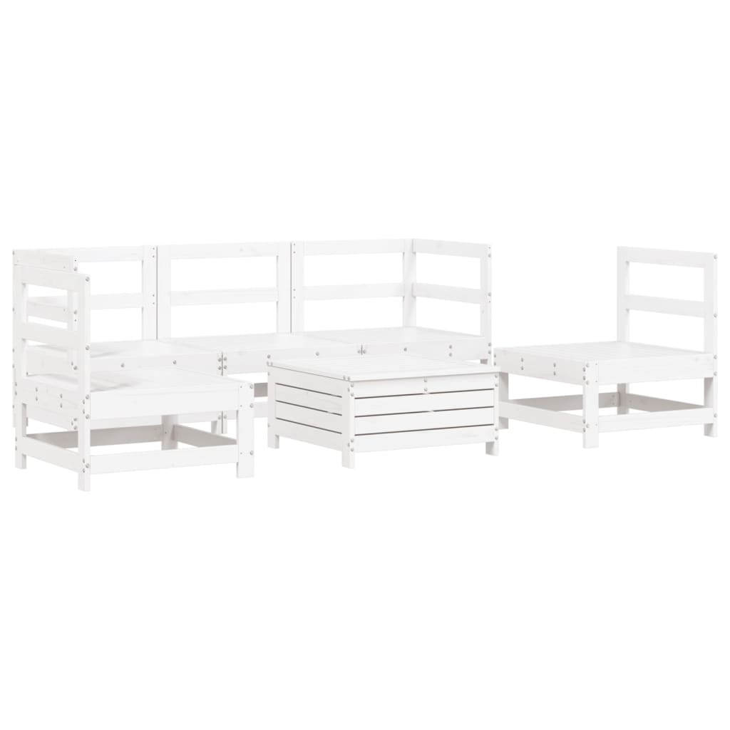 6-delige Loungeset massief grenenhout wit