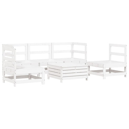 6-delige Loungeset massief grenenhout wit