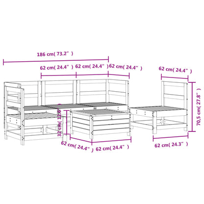 6-delige Loungeset massief grenenhout wit