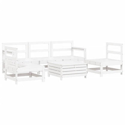 6-delige Loungeset massief grenenhout wit