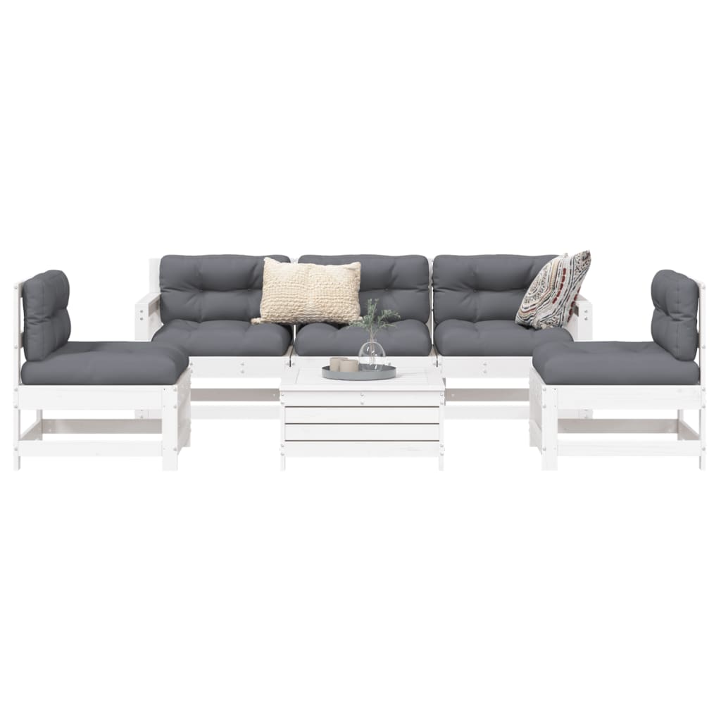 6-delige Loungeset massief grenenhout wit