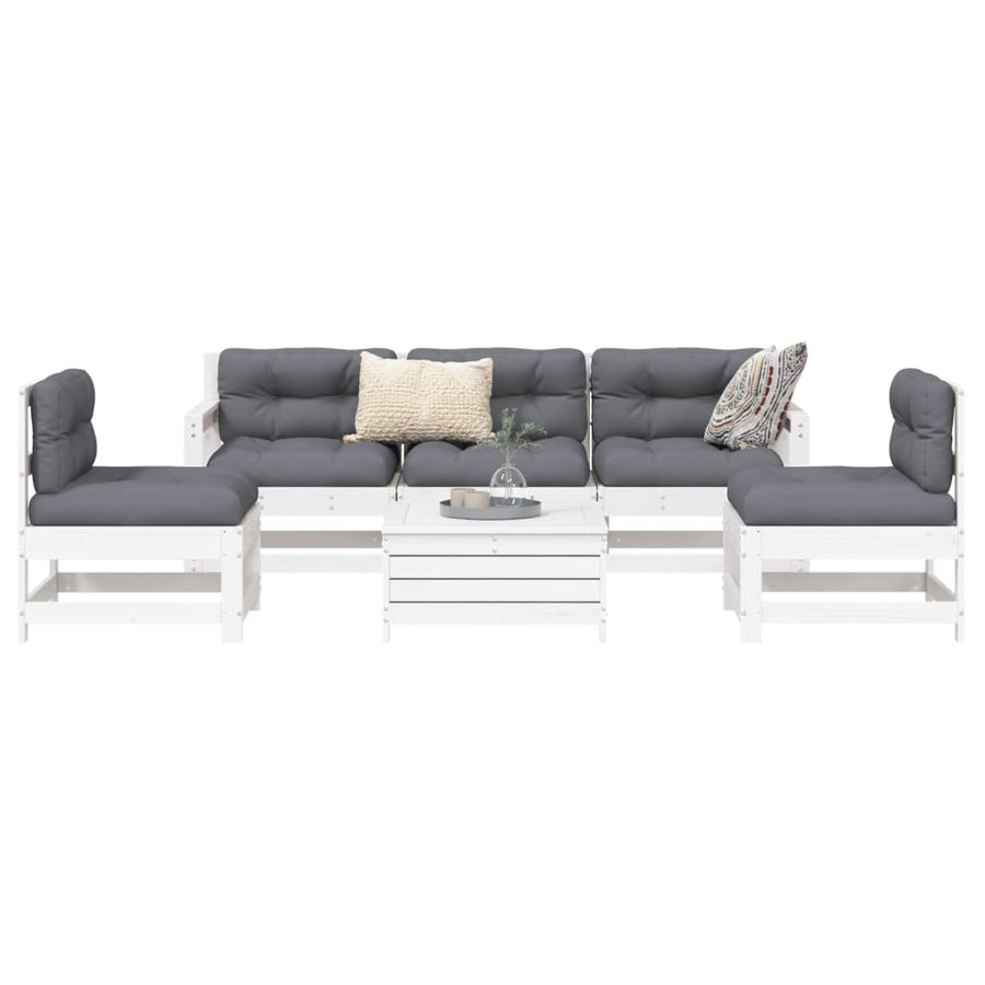 6-delige Loungeset massief grenenhout wit
