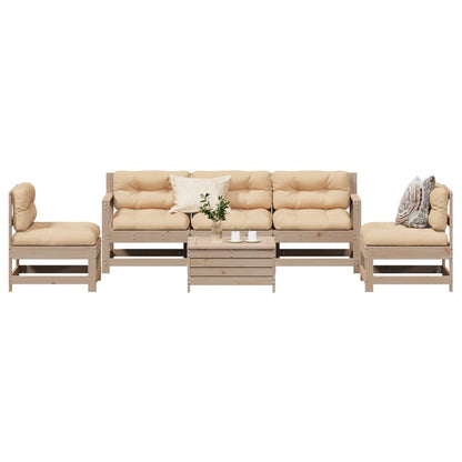6-Delige Loungeset Met Kussens Massief Grenenhout