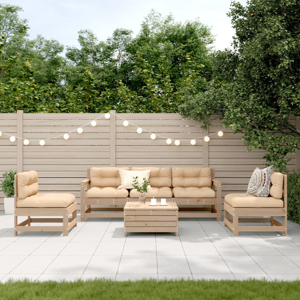 6-Delige Loungeset Met Kussens Massief Grenenhout