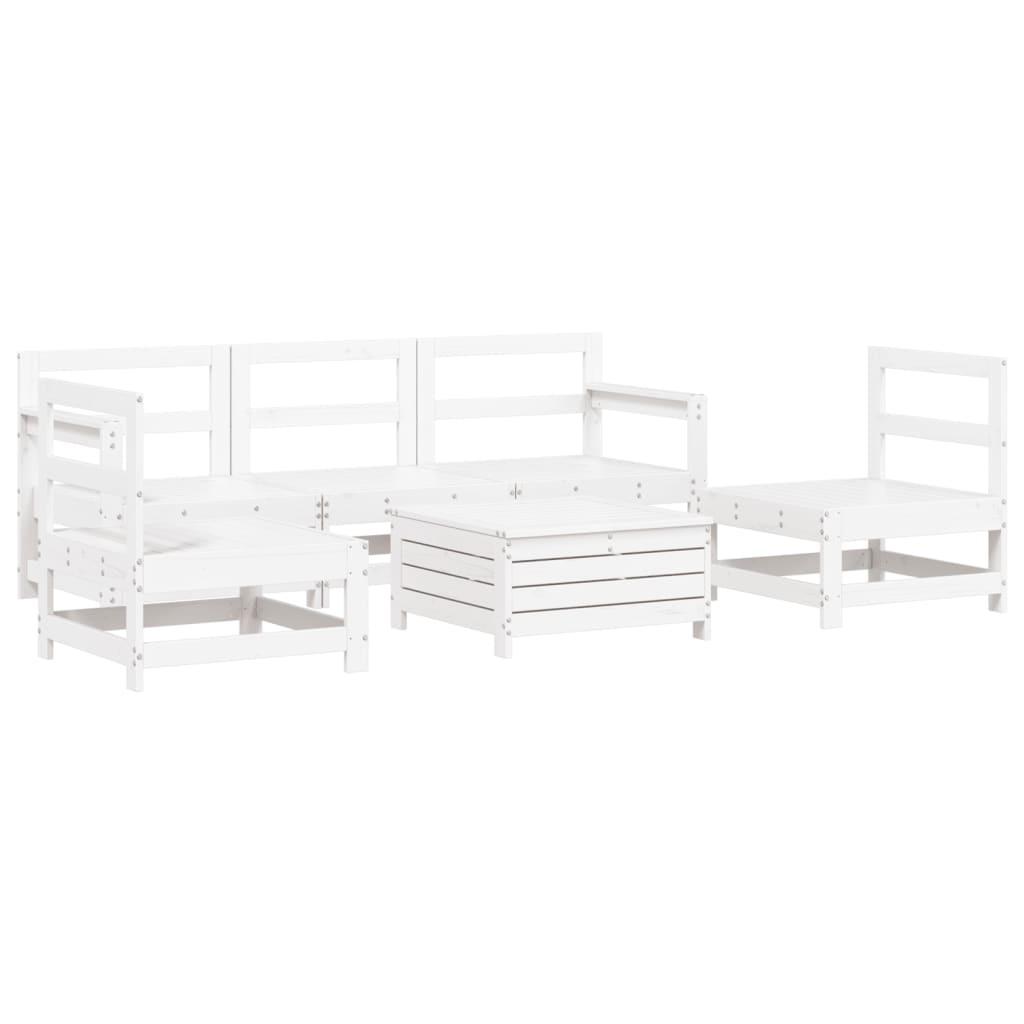 6-delige Loungeset massief grenenhout wit