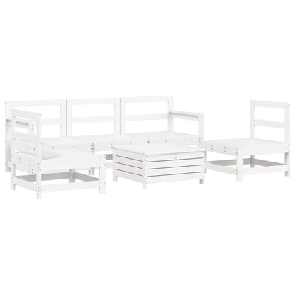 6-delige Loungeset massief grenenhout wit
