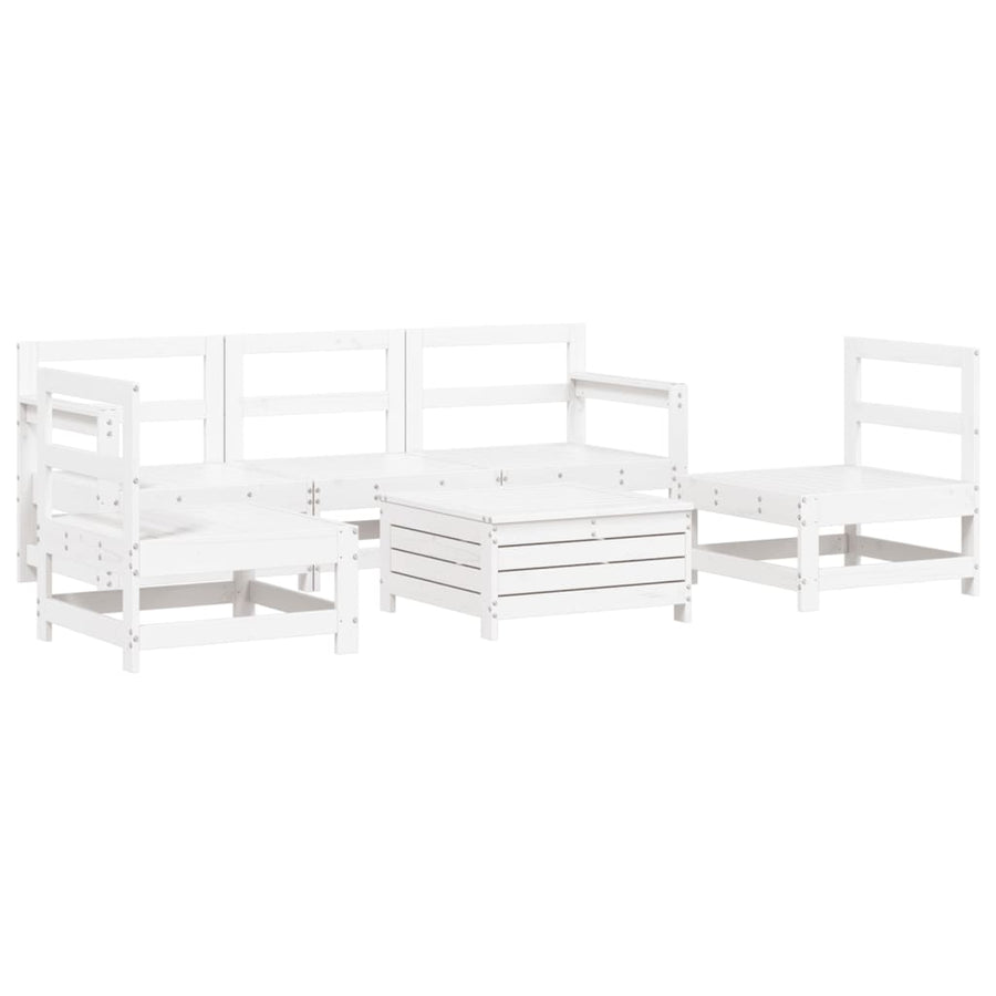 6-delige Loungeset massief grenenhout wit