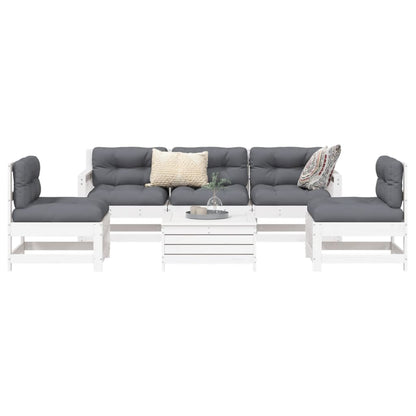 6-delige Loungeset massief grenenhout wit