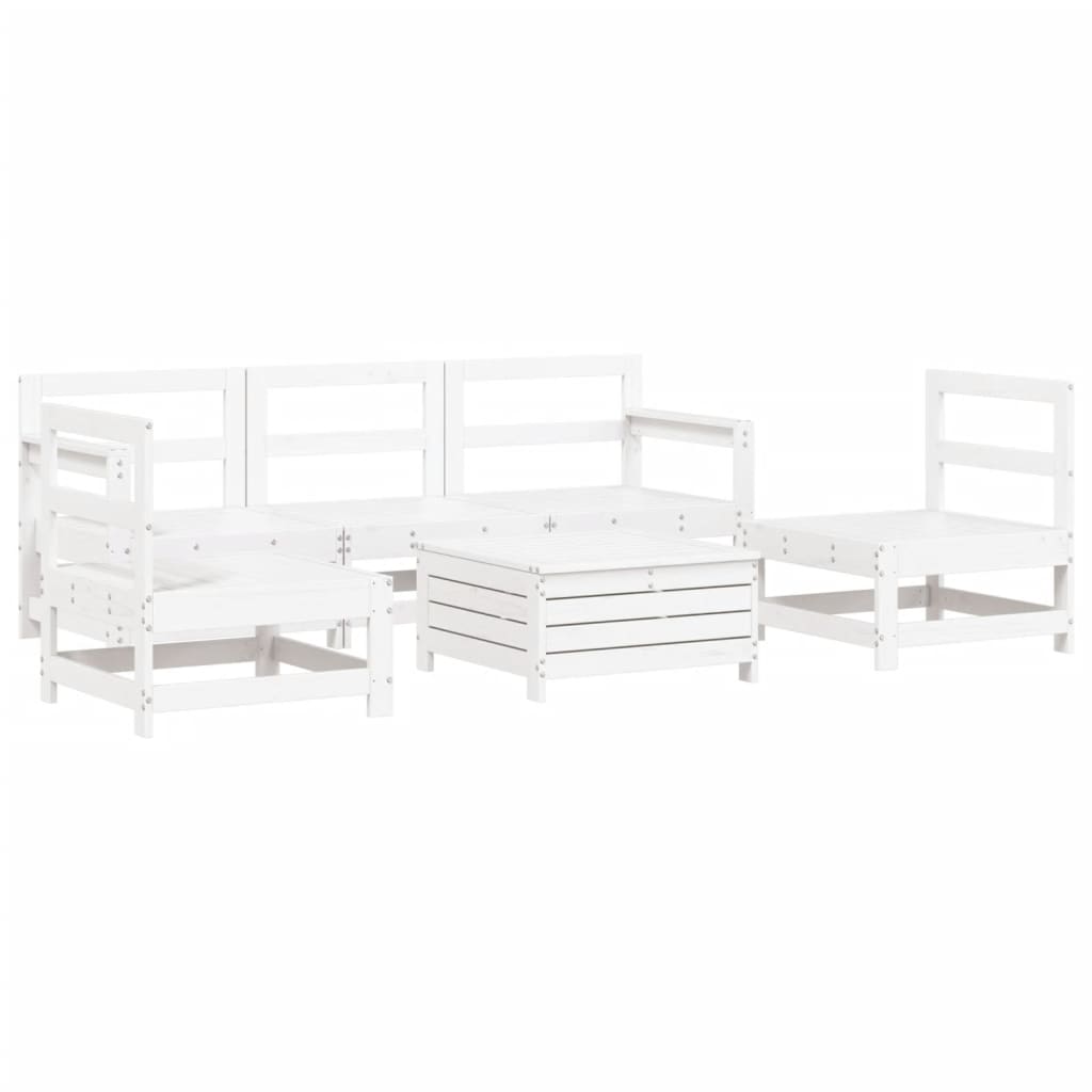 6-delige Loungeset massief grenenhout wit