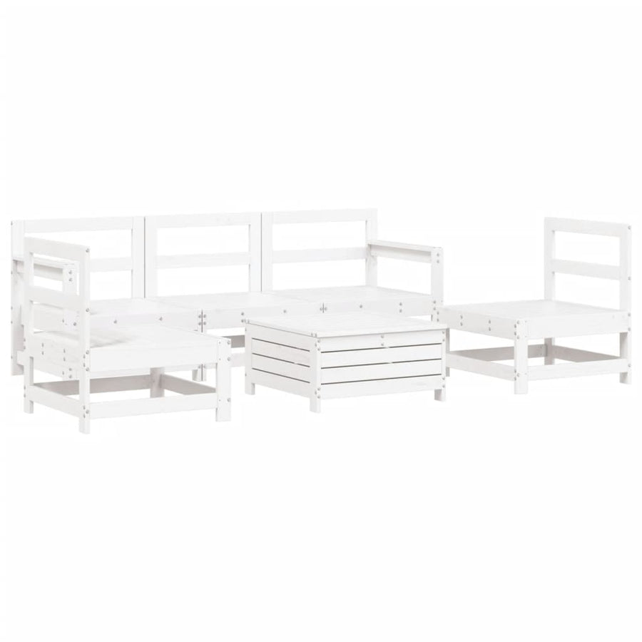 6-delige Loungeset massief grenenhout wit