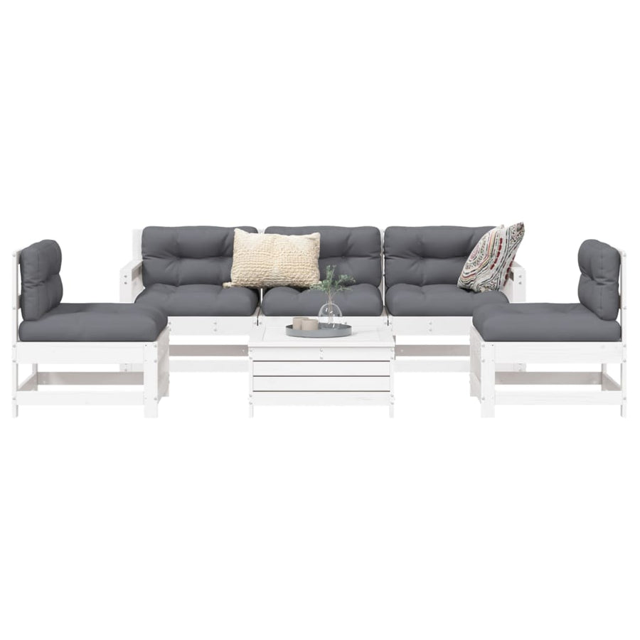 6-delige Loungeset massief grenenhout wit