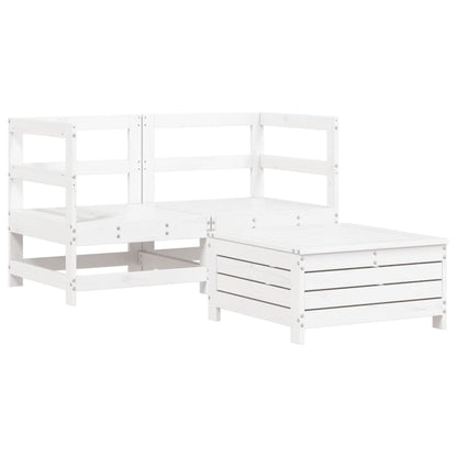 3-delige Loungeset massief grenenhout wit