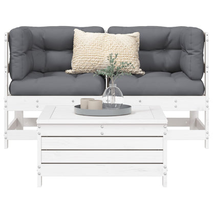 3-delige Loungeset massief grenenhout wit