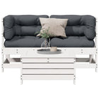 Loungeset 3-delig massief grenenhout wit