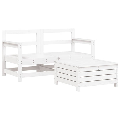 3-delige Loungeset massief grenenhout wit